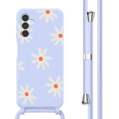 imoshion Coque design en silicone avec cordon Samsung Galaxy A14 (5G/4G) - Lila Flower Distance