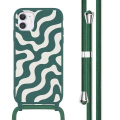 imoshion Coque design en silicone avec cordon iPhone 11 - Petrol Green Groovy