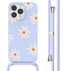 imoshion Coque design en silicone avec cordon iPhone 13 Pro Max - Lila Flower Distance