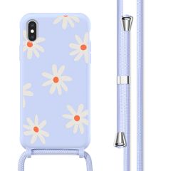 imoshion Coque design en silicone avec cordon iPhone X / Xs - Lila Flower Distance