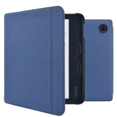 imoshion Étui de liseuse portefeuille Canvas Sleepcover avec support Kobo Libra Colour - Bleu foncé