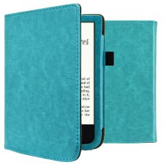 imoshion Étui de liseuse portefeuille en cuir végan Pocketbook Touch Lux 5 / HD 3 / Basic Lux 4 / Vivlio Lux 5 - Bleu clair