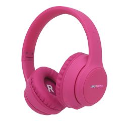 imoshion Casque pour enfants Bluetooth LED - Casque sans fil avec limiteur de décibels + Câble AUX - Hot Pink