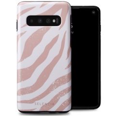 Selencia Coque arrière Vivid Samsung Galaxy S10 - Colorful Zebra Old Pink