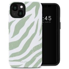 Selencia Coque arrière Vivid iPhone 13 - Colorful Zebra Sage Green