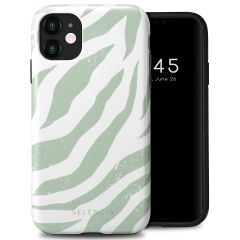 Selencia Coque arrière Vivid iPhone 11 - Colorful Zebra Sage Green