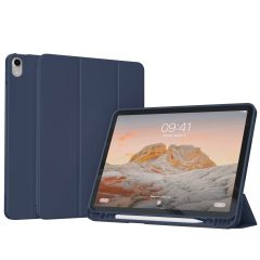 Accezz Étui de téléphone portefeuille Smart Silicone iPad Air 11 pouces (2024) M2 / Air 5 (2022) / iPad Air 4 (2020) - Bleu foncé