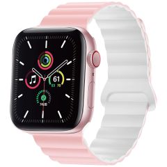 imoshion Bracelet magnétique en silicone pour l'Apple Watch Apple Watch Series 1-10 / SE / Ultra (2) - 42/44/45/46/49 mm - Rose / Blanc