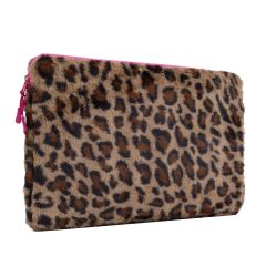 imoshion Pochette ordinateur Fluffy 13-14 pouces - Leopard Pink