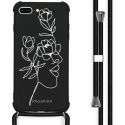 imoshion Coque Design avec cordon iPhone 8 Plus / 7 Plus - Woman Flower Black