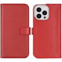 Selencia Étui de téléphone portefeuille en cuir véritable iPhone 14 Pro Max - Rouge