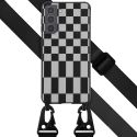 Selencia ﻿Coque design en silicone avec cordon amovible Samsung Galaxy S21 - Irregular Check Black