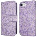 imoshion ﻿Étui de téléphone portefeuille Design iPhone SE (2022 / 2020) / 8 / 7 / 6(s) - Purple White Flowers