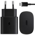 Samsung Original câble USB-C vers USB-C - 1 mètre - 25 Watt - Noir + Original l'Adapteur de charge radpide USB-C emballage d'usine - 25 Watt - Noir