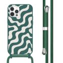 imoshion Coque design en silicone avec cordon iPhone 12 (Pro) - Petrol Green Groovy