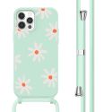 imoshion Coque design en silicone avec cordon iPhone 12 (Pro) - Green Flower Distance