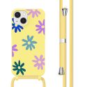 imoshion Coque design en silicone avec cordon iPhone 13 - Yellow Flower Distance