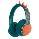 imoshion Kids Dino Bluetooth Casque - Casque pour enfants avec limiteur de décibels - Casque sans fil + câble AUX - Petrol Green / Orange