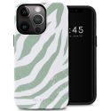 Selencia Coque arrière Vivid iPhone 13 Pro - Colorful Zebra Sage Green